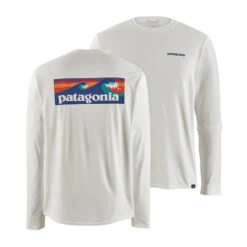 Patagonia M's LS Cap Cool Daily Graphic Shirt Boardshort Logo White
