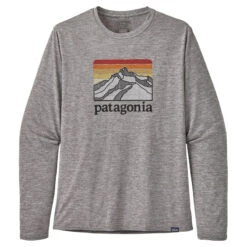 Patagonia M's L/S Cap Cool Daily Graphic Shirt Line Logo Ridge: Feather Grey