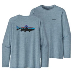 Patagonia M's L/S Cap Cool Daily Fish Graphic Shirt Fitz Roy Trout: Steam Blue X-Dye