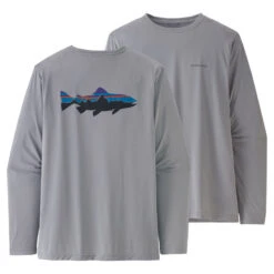 Patagonia M's L/S Cap Cool Daily Fish Graphic Shirt Fitz Roy Trout: Salt Grey