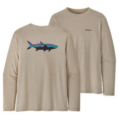 Patagonia M's L/S Cap Cool Daily Fish Graphic Shirt Fitz Roy Tarpon: Pumice X-Dye